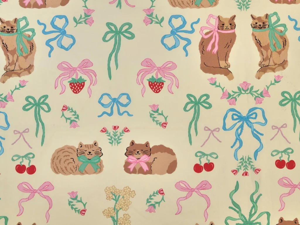 fabric godmother katoen stof katten print detail