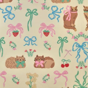 fabric godmother katoen stof katten print detail