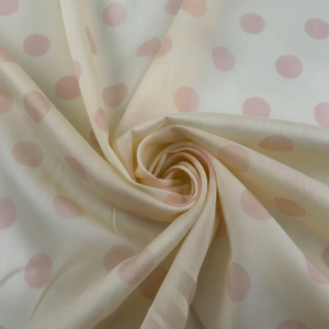 roze geel stof polkadot katoen voile